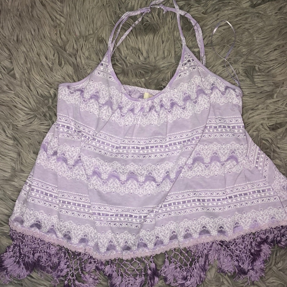 Fringe halter tank top